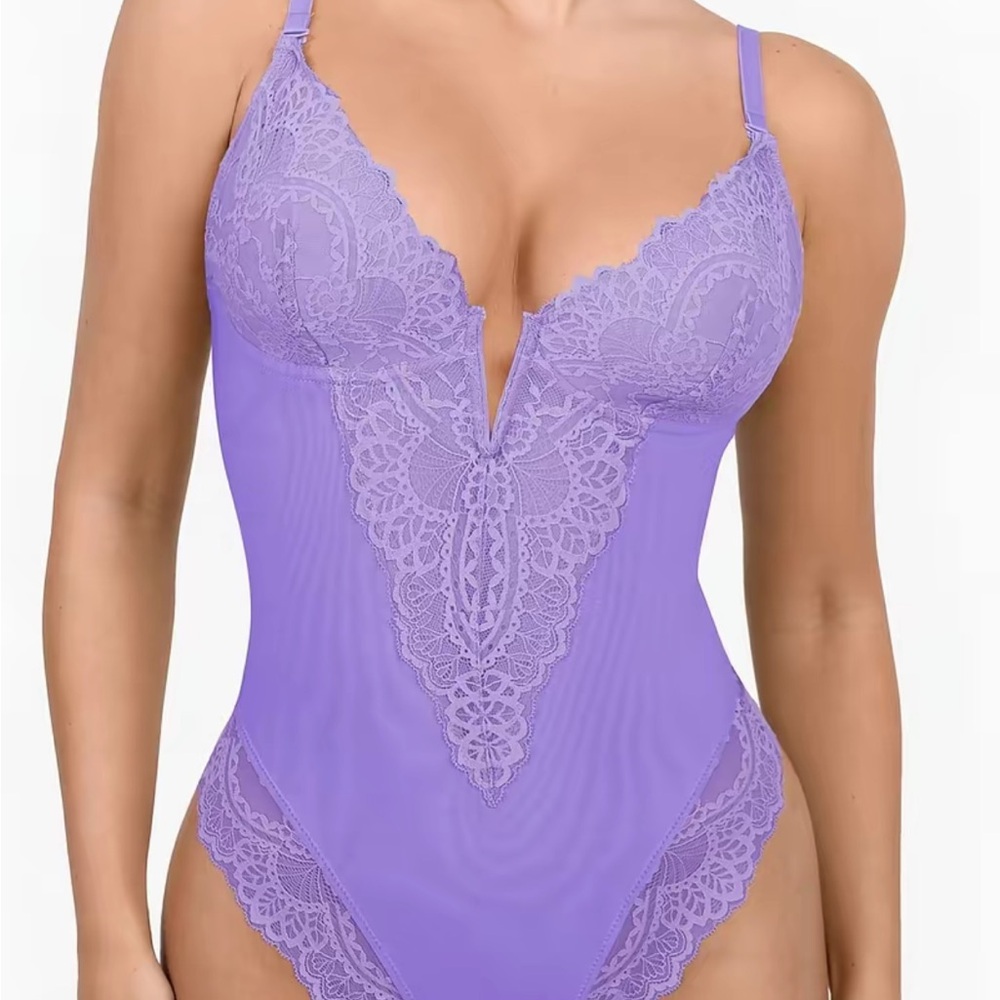 Elegant Purple Lace Bodysuit